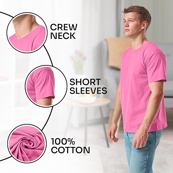 Men's Value Weight Short Sleeve T-Shirt Plain Crew Neck 100% Cotton Summer T Shirts for Men UK Size (S to XXL) Black