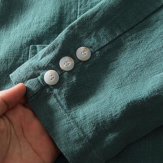 Men's Linen Jacket Leisure Suit Two Button Lightweight Sports Coats Slim Fit Sporty
